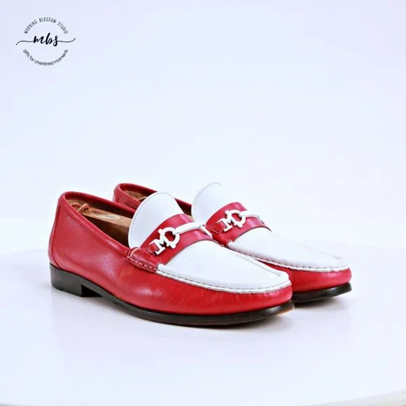 Bruno Magli Kurt Leather Loafers Red White Men 10 - Picture 2 of 14